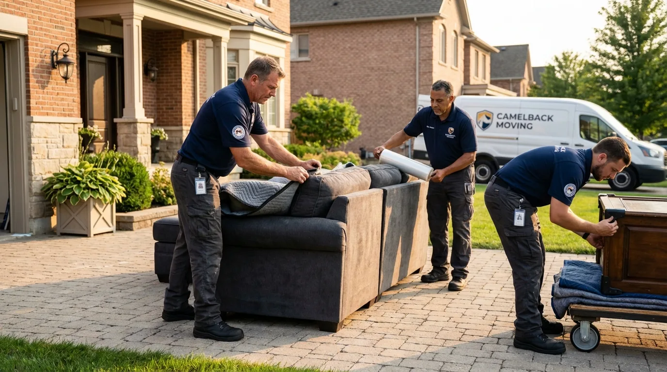 Large estate moving crew wrapping furniture in Saint Paris, OH