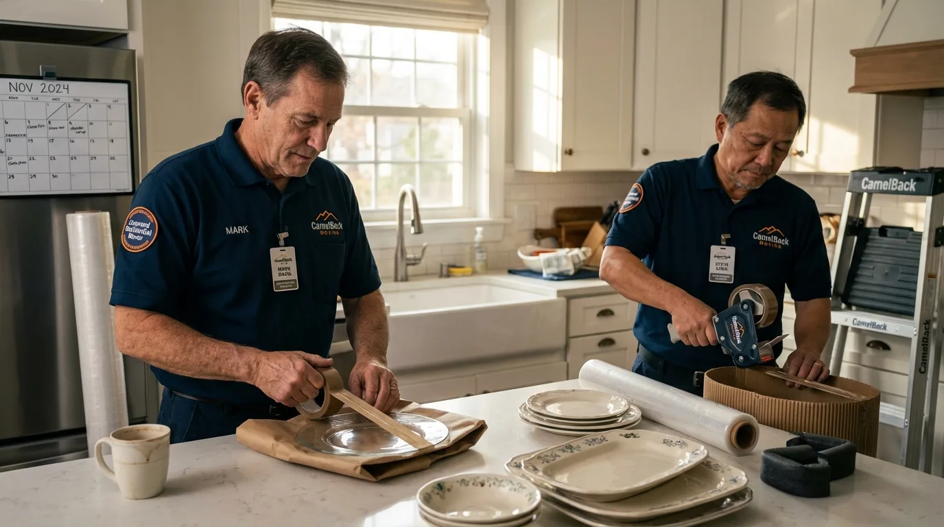 Professional crew packing kitchen dishware in Saint Paris, OH
